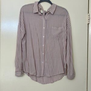 Pink Striped Button Down Blouse